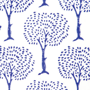 Blue Tree Design Block Printed Cotton Tablecloth