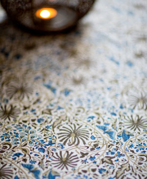 Palm and butterfly poplin tablecloth