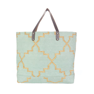 Green and Gold Dhurrie Tote Bag