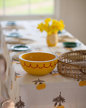 Marigold design, block printed, tablecloths