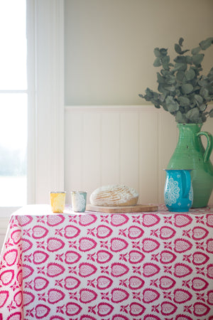 Thistle design block printed tablecloth