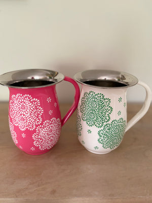 Hand painted enanelware jug multi smaller mandala