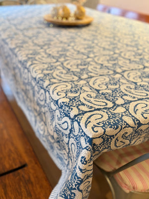 Block printed Tablecloths,  blue Paisley