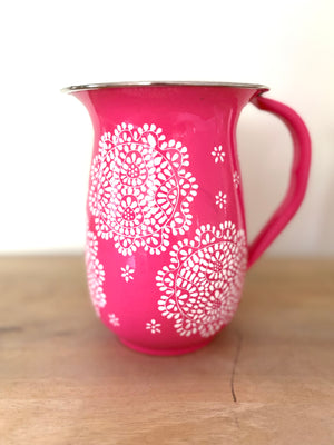 Hand painted enanelware jug multi smaller mandala