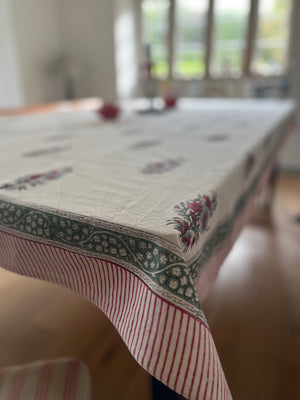 Block printed tablecloths winter garden 170x270