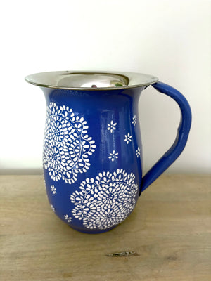 Hand painted enanelware jug multi smaller mandala