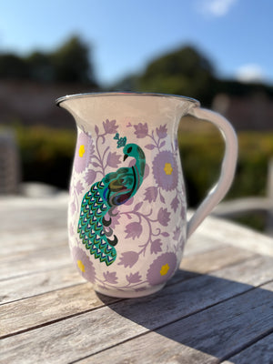 Hand painted enamelware jug peacock *NEW*