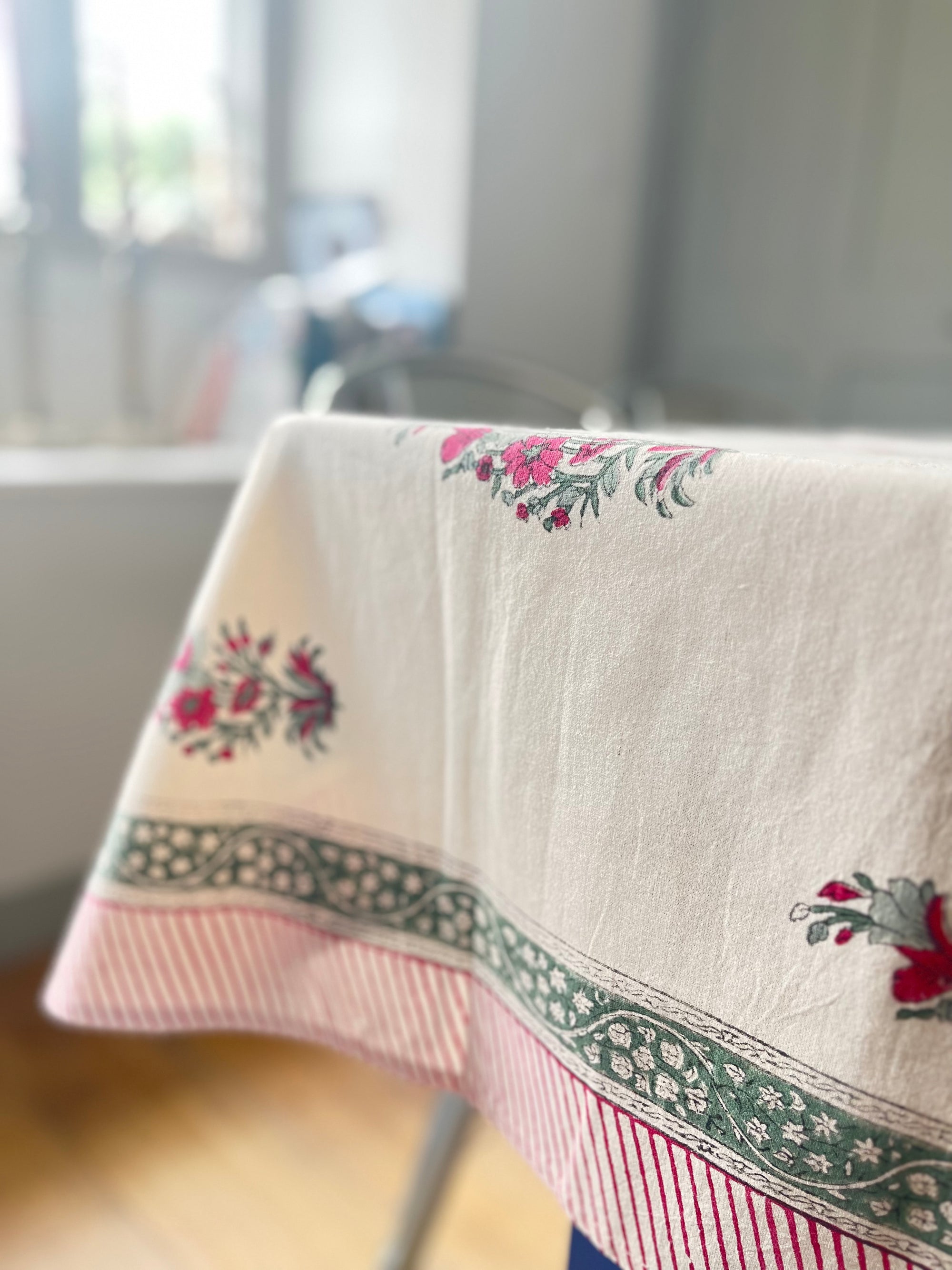 Block printed tablecloths winter garden 170x270