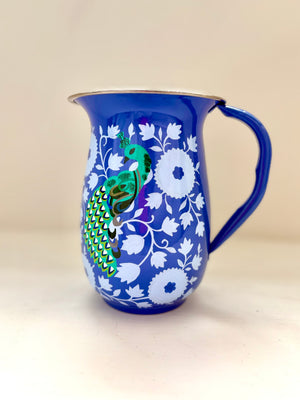Hand painted enamelware jug peacock *NEW*