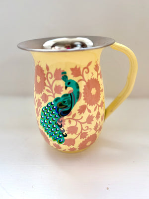 Hand painted enamelware jug peacock *NEW*