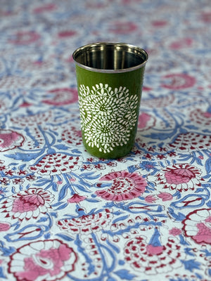 Hand painted enamelware tumbler Mandala design