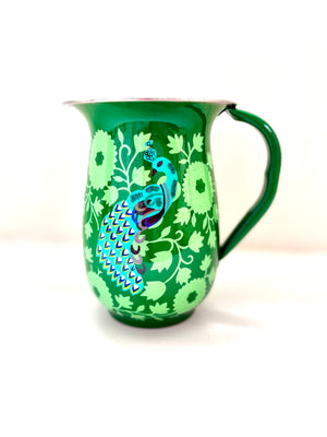 Hand painted enamelware jug peacock *NEW*