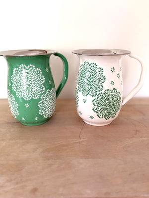 Hand painted enanelware jug multi smaller mandala