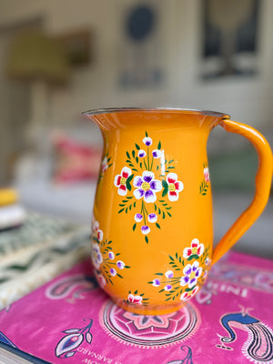 Hand Painted Enamelware Jug, large flowers
