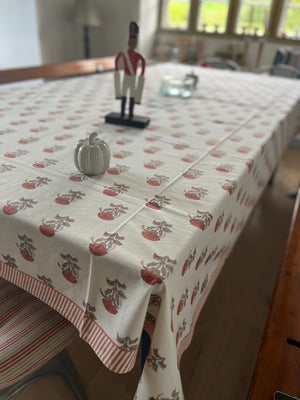 Block printed tablecloths Autumn marigolds 180x350