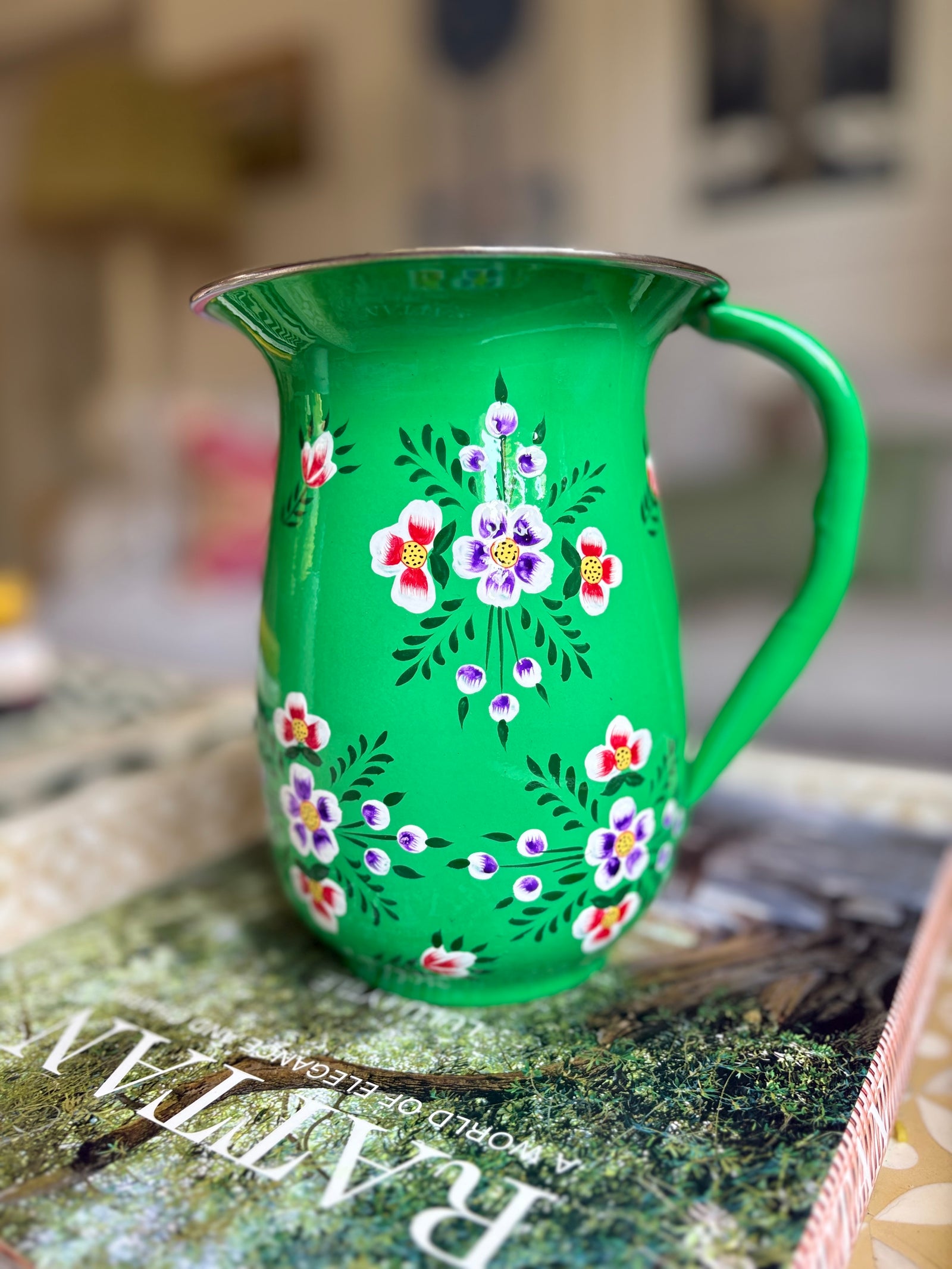 Hand painted enamelware jugs small flowers