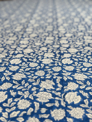 Block Printed Tablecloths French navy floral 180x350 (10-12 seater)