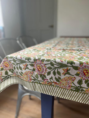 Block printed tablecloths Kashmiri garden 150x225cm