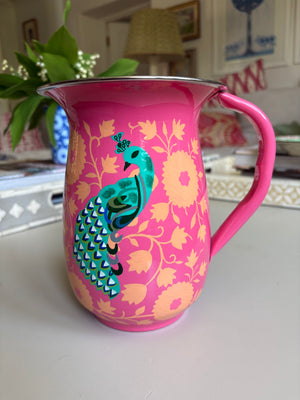 Hand painted enamelware jug peacock *NEW*