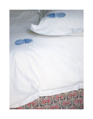 Pineapples Motif, Hand Embroidered Cotton  Bed Linen Set