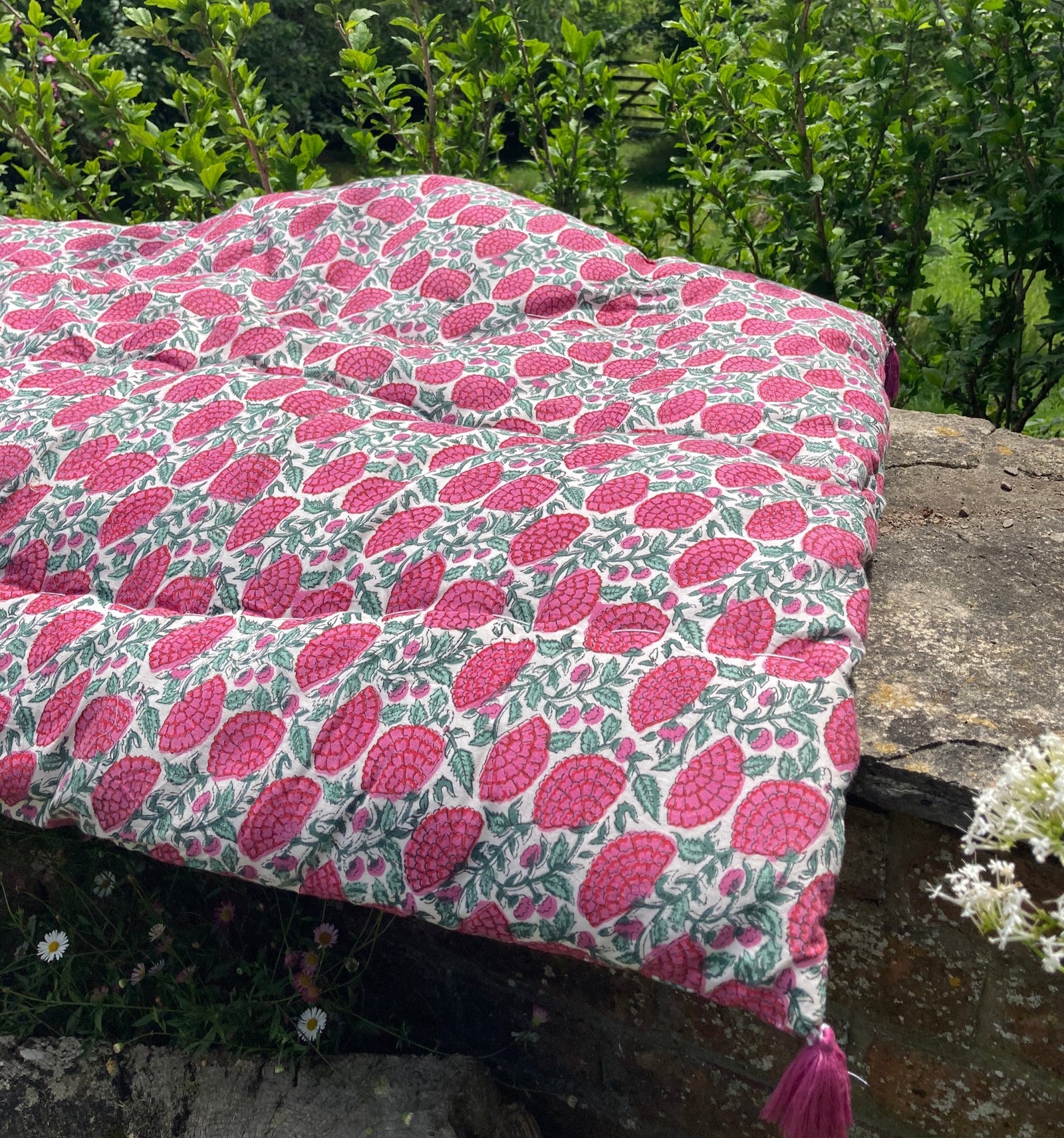 Block printed sofa bench or floor cushions