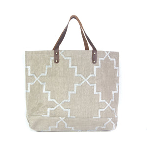 Biscuit and Silver Dhurrie Tote Bag