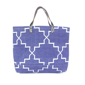 Indigo Blue and Silver Dhurrie Tote Bag