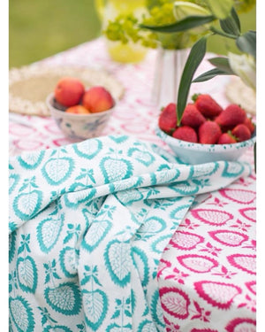 Thistle design block printed tablecloth