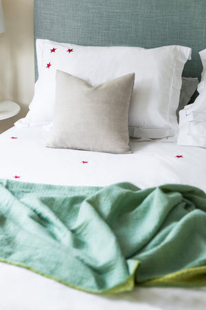Star Motif, Hand Embroidered Cotton Bed Linen