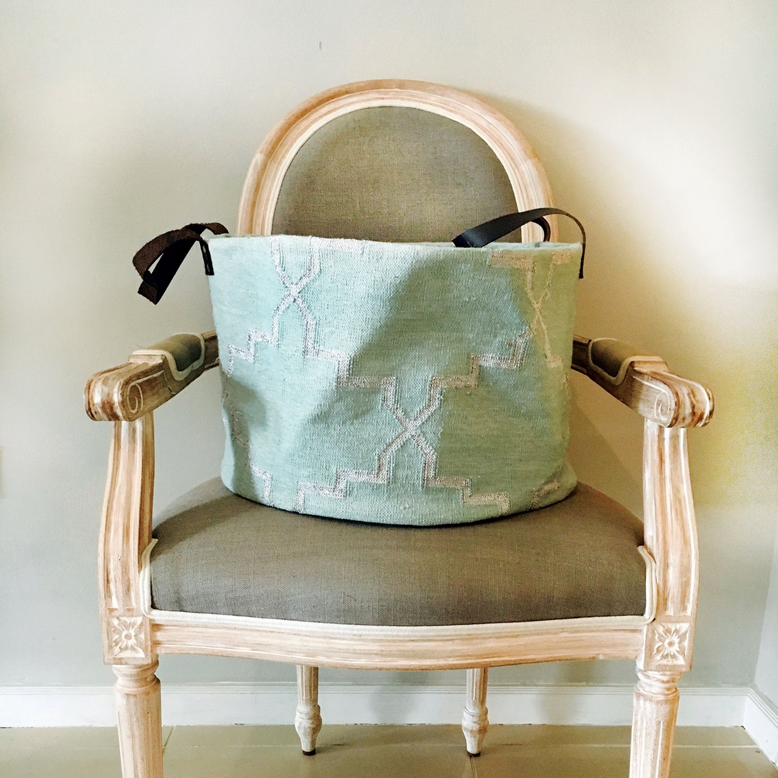 Green and Silver Dhurrie Storage Bag