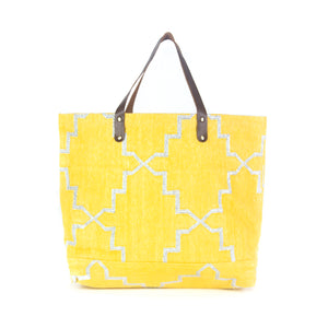 Yellow and Silver Dhurrie Tote Bag