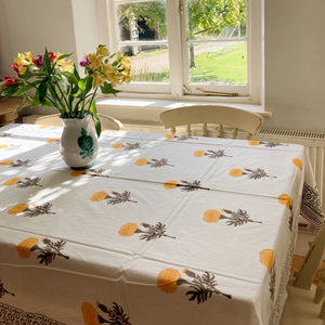 Marigold design, block printed, tablecloths